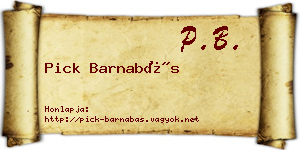 Pick Barnabás névjegykártya